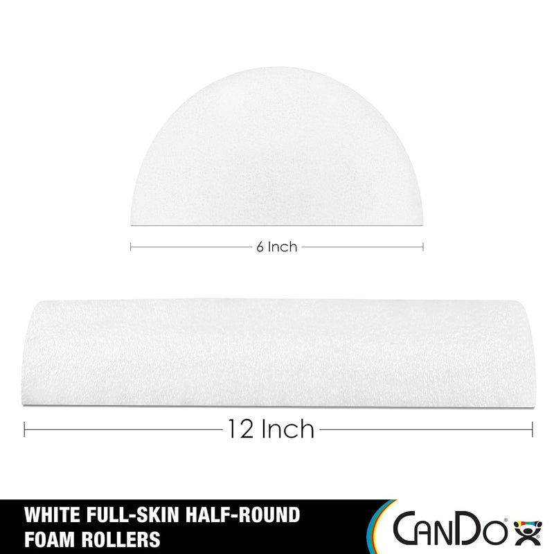 Cando -30-2341 Full-Skin PE Foam Roller For Muscle Restoration, Massage Therapy, Sport Recovery, And Physical Therapy. White, 6" x 12", Half-Round - Image 2